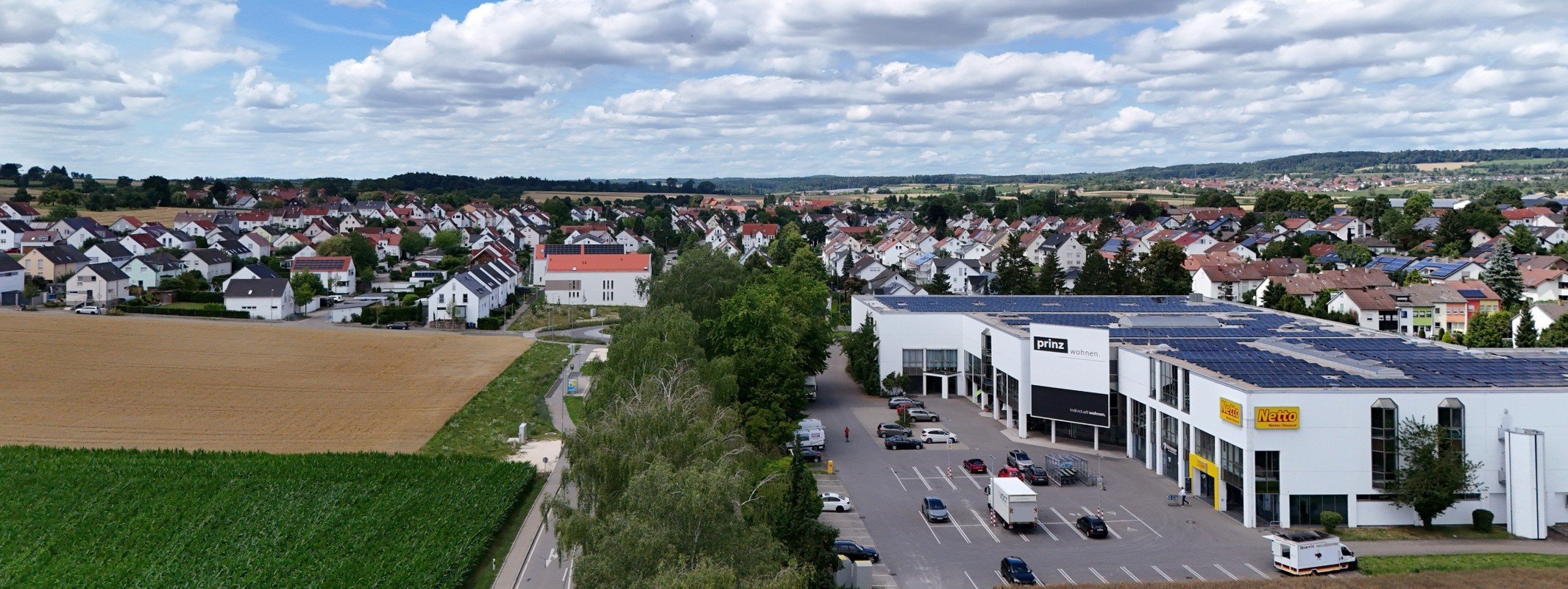 Verkaufspreis Immobilie Einsingen: H�user und Felder in Ulm-Einsingen von oben
