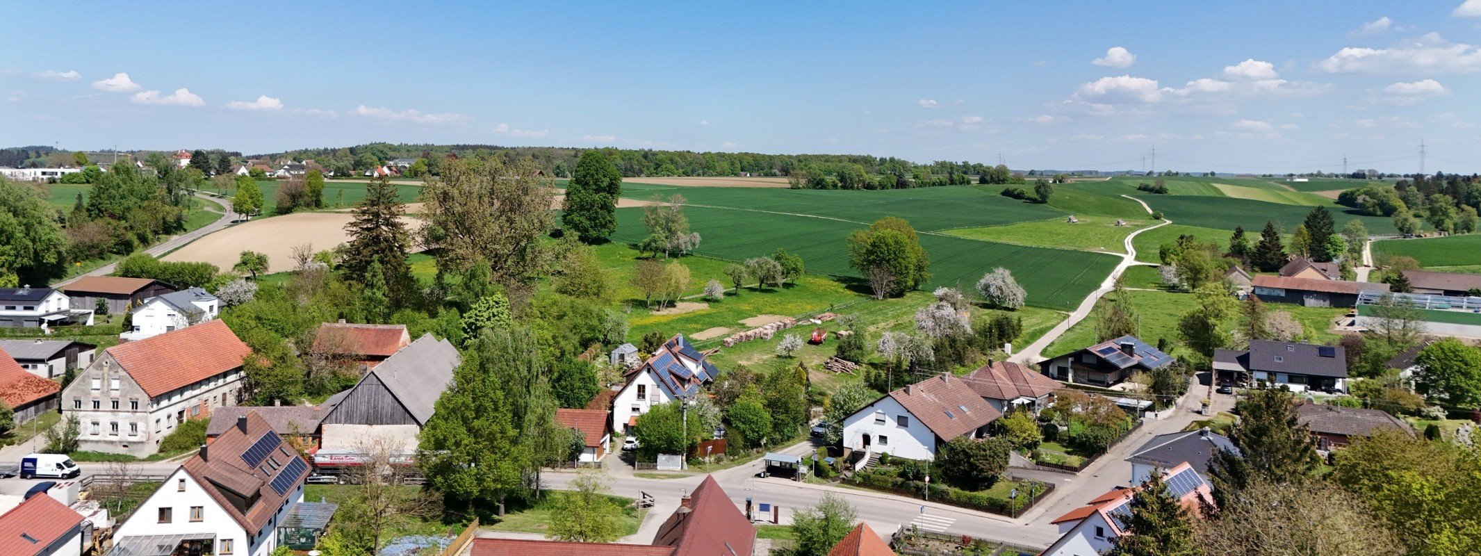 Grundst�ck verkaufen in Neu-Ulm: Neu-Ulm-Jedelhausen mit Feldern von oben