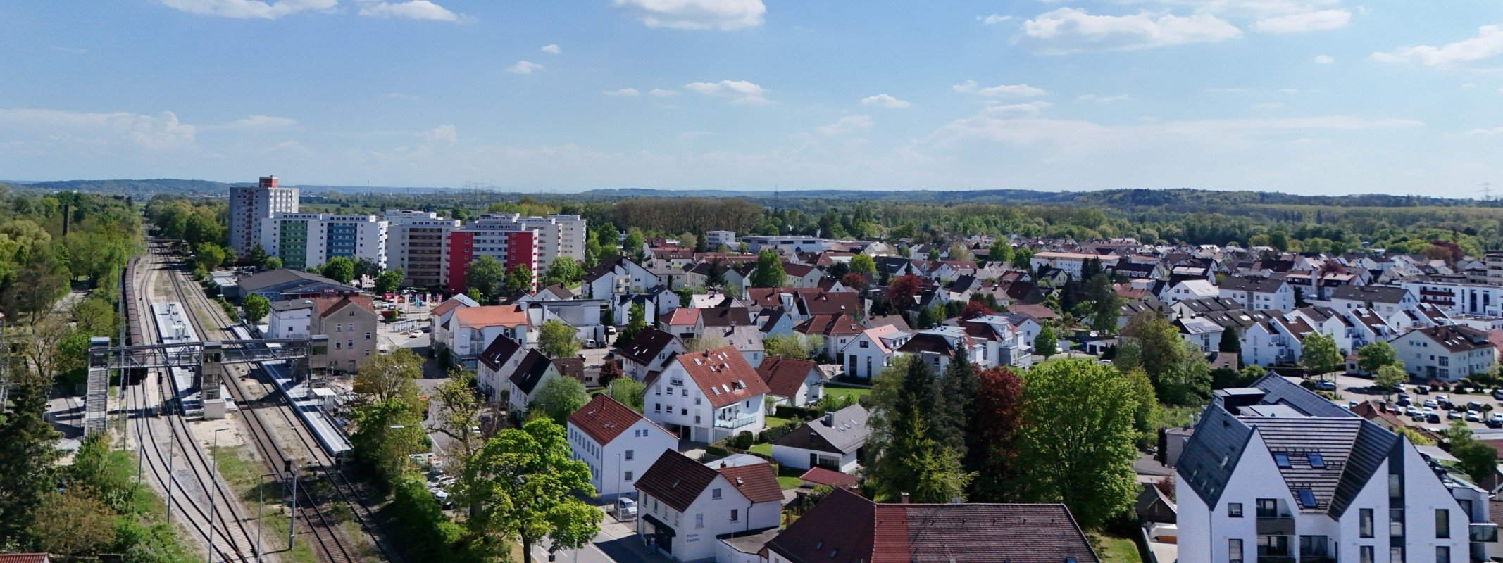Senden von oben Immobilienmakler Senden: Senden an der Iller von oben mit Bahnlinie