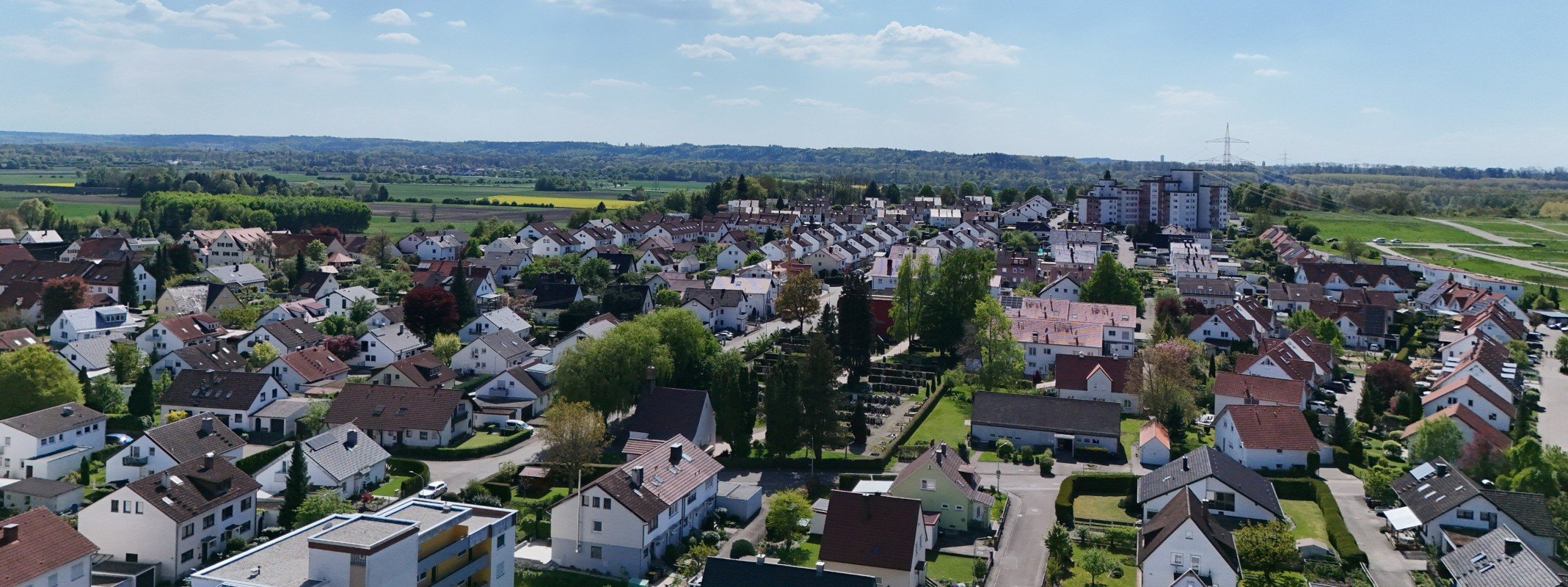 Immobilienbewertung in Senden: Wohngebiet in Wullenstetten mit Einfamilienh�usern von oben