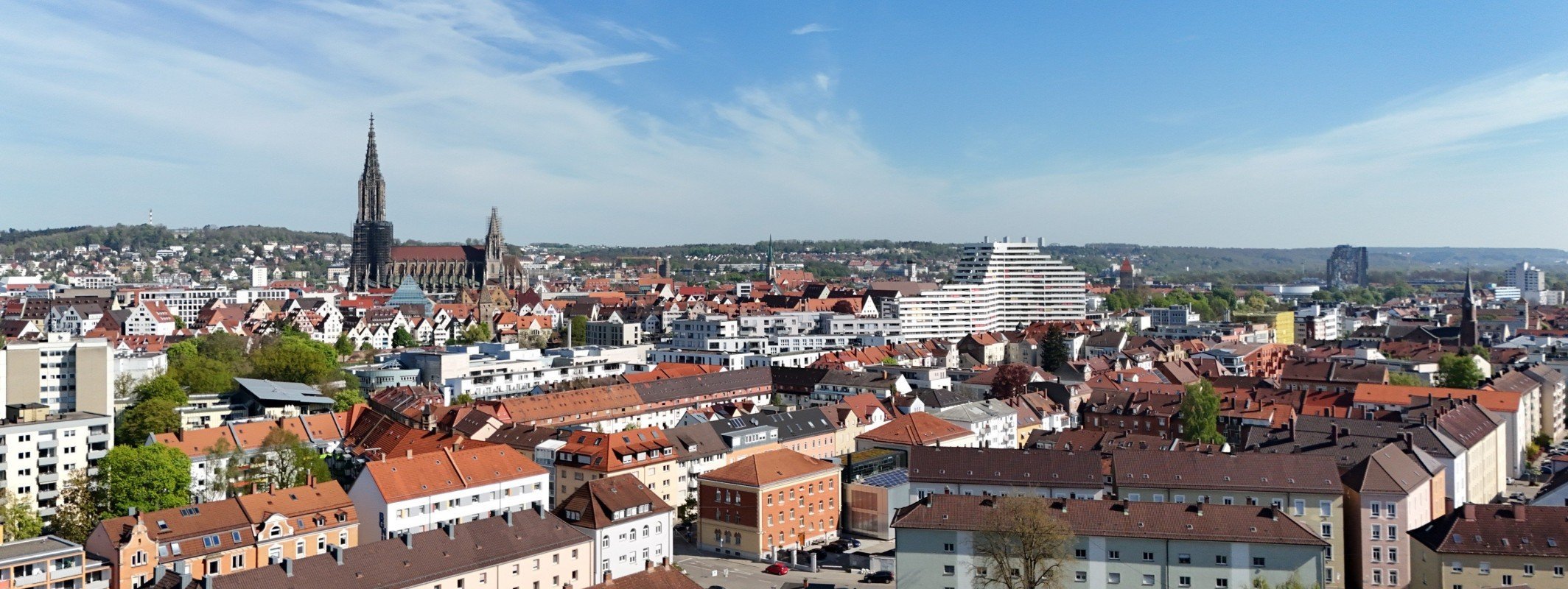 Günstiger Immobilienmakler Ulm und Neu-Ulm: Panorama von Ulm mit dem Ulmer Münster