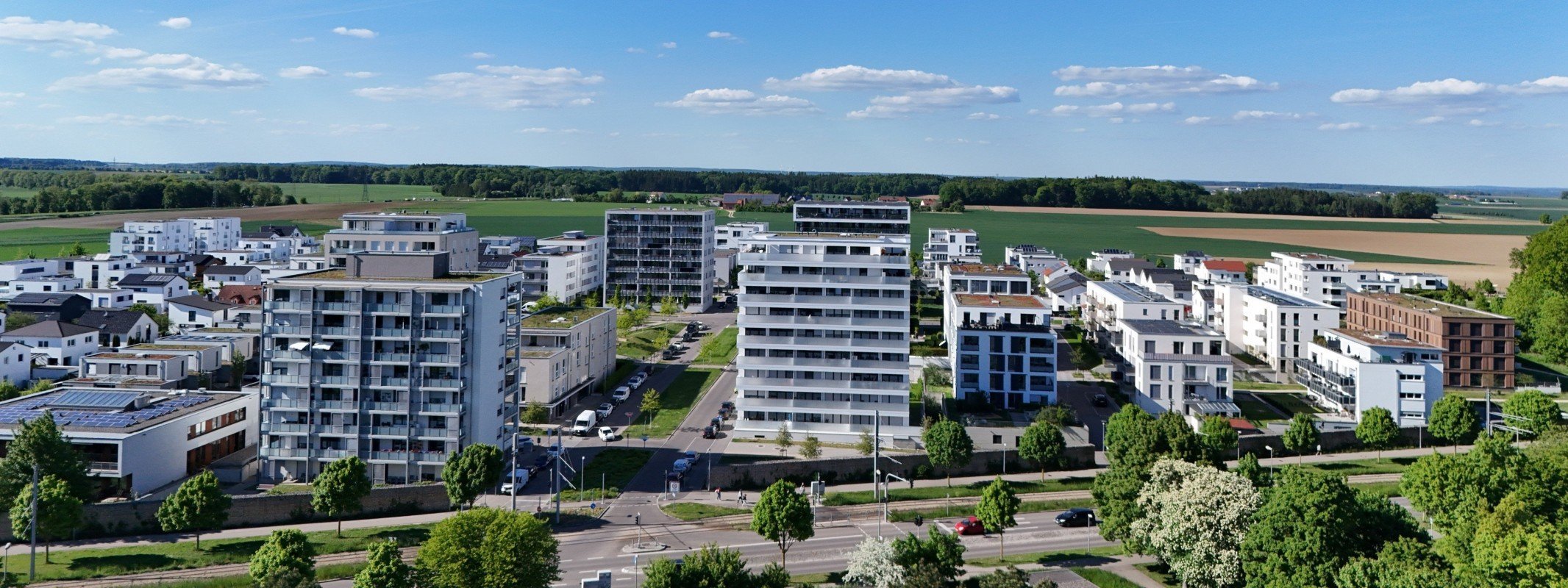 Wohnung verkaufen in Ulm-Böfingen: moderne Wohnanlagen von oben