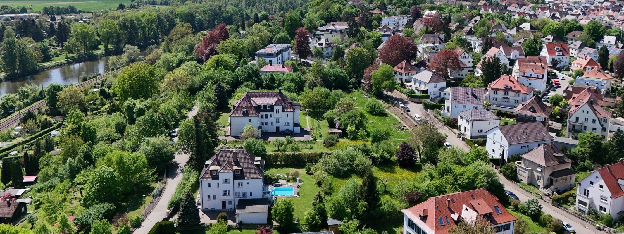 Immobilienbewertung in Ulm: Wohnhäuser am Ulmer Galgenberg von oben