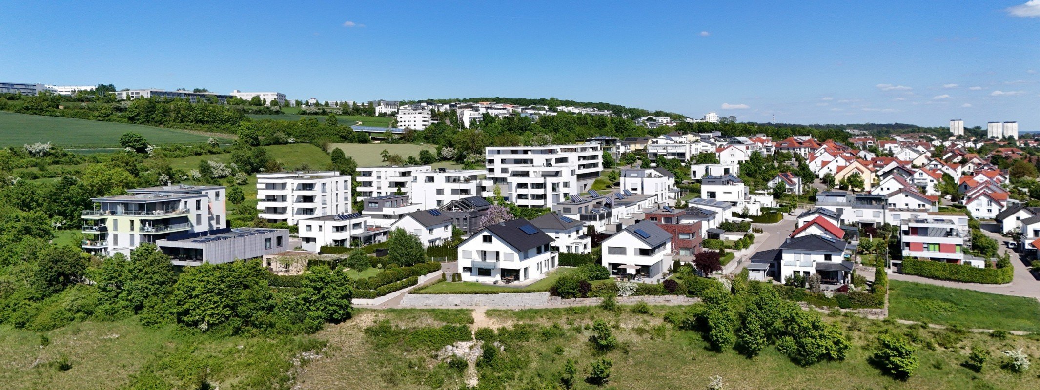 Haus verkaufen in Blaustein: Neubaugebiet in Pfaffenhau von oben