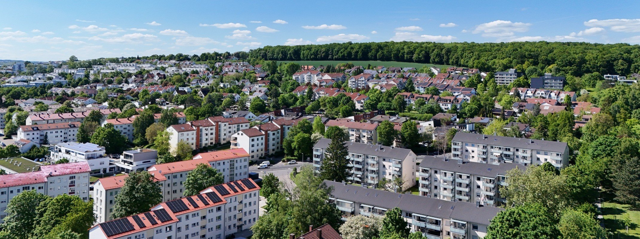 Immobilienmakler Ulm-Eselsberg: Wohngebiete am Hang mit Wald im Hintergrund