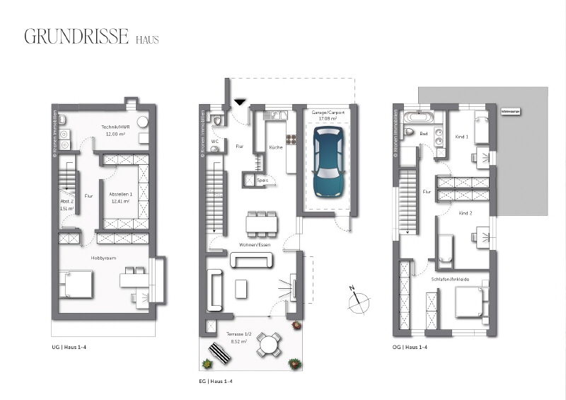Grundrisse Haus 1-4 Einfamilienhaus Neu-Ulm