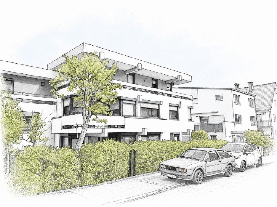 Geb�udeansicht S�dseite (Bild 2) Mehrfamilienhaus Ulm