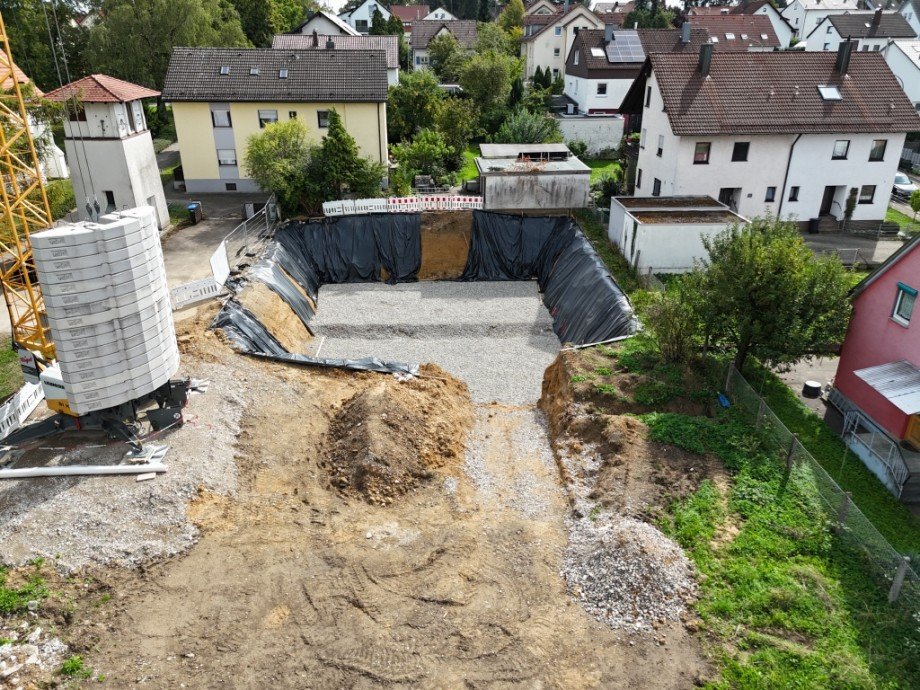 Luftbild 2 Baubeginn Haus 1+2 Einfamilienhaus Neu-Ulm