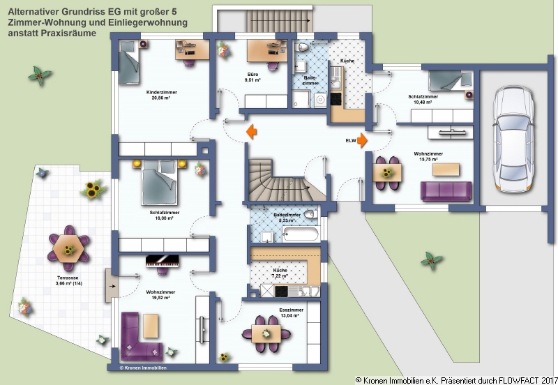 Grundriss EG mit ELW Zweifamilienhaus Neu-Ulm