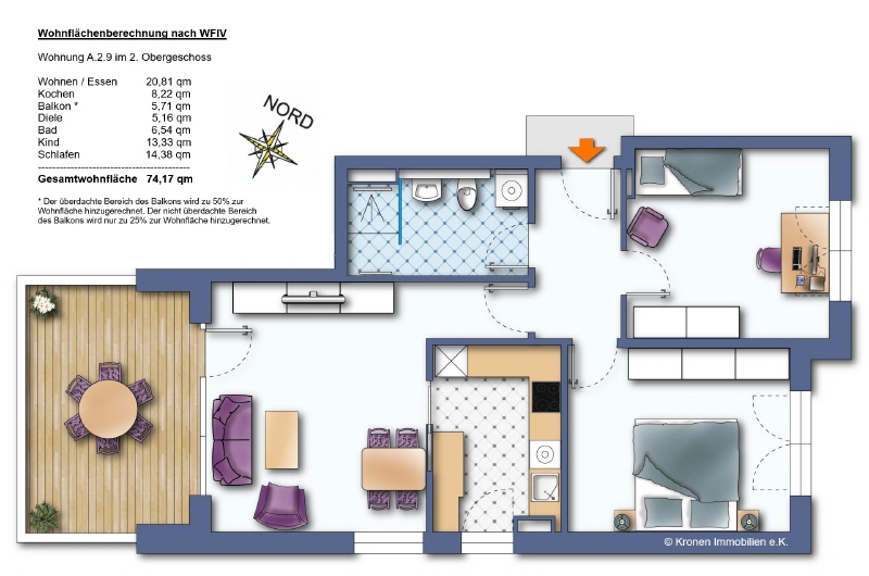 Grundriss (nicht ma�st�blich) Wohnung Senden