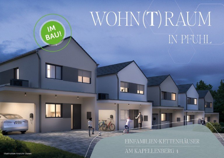 Titel_Illustration_Ansicht_Osten 3 Neu-Ulm - Pfuhl Einfamilienhaus Wohn(t)raum in Pfuhl - Modernes Einfamilien-Kettenhaus mit Garage (Haus 3)